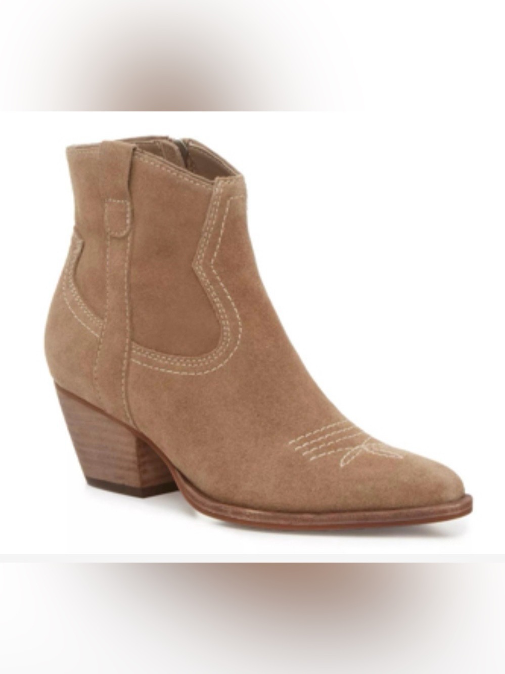 Dolce Vita Silma Western Ankle Bootie Suede Pointed Toe Light Brown Tan Size 10
